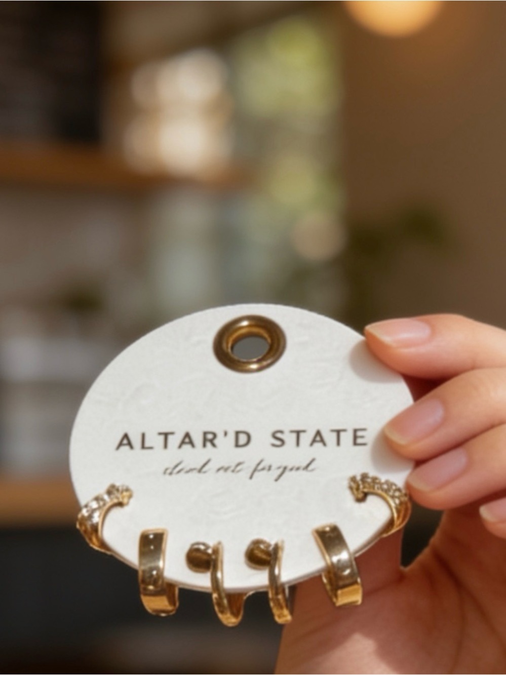 Altar'd State Gold Mixed Hoop & Huggie Earring Set